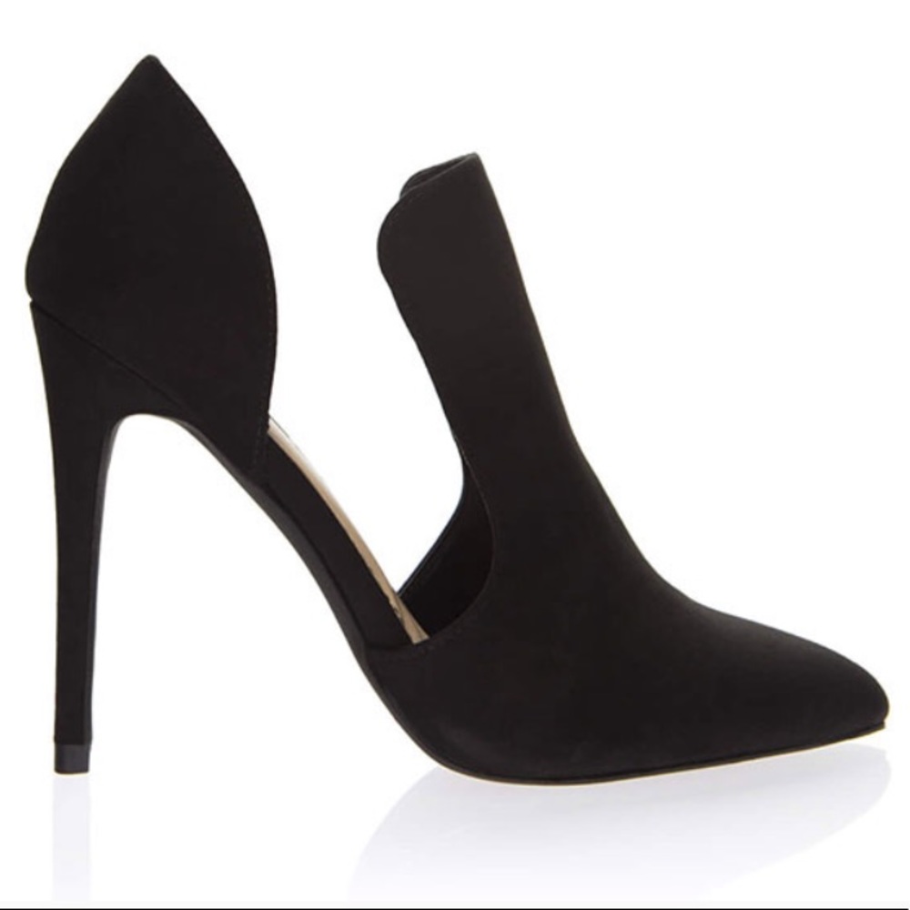 Cut Out Pointy Faux Suede Heels Booties - Picture 2 of 6